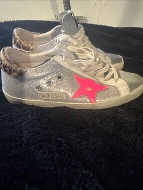 Pink star golden goose sneakers